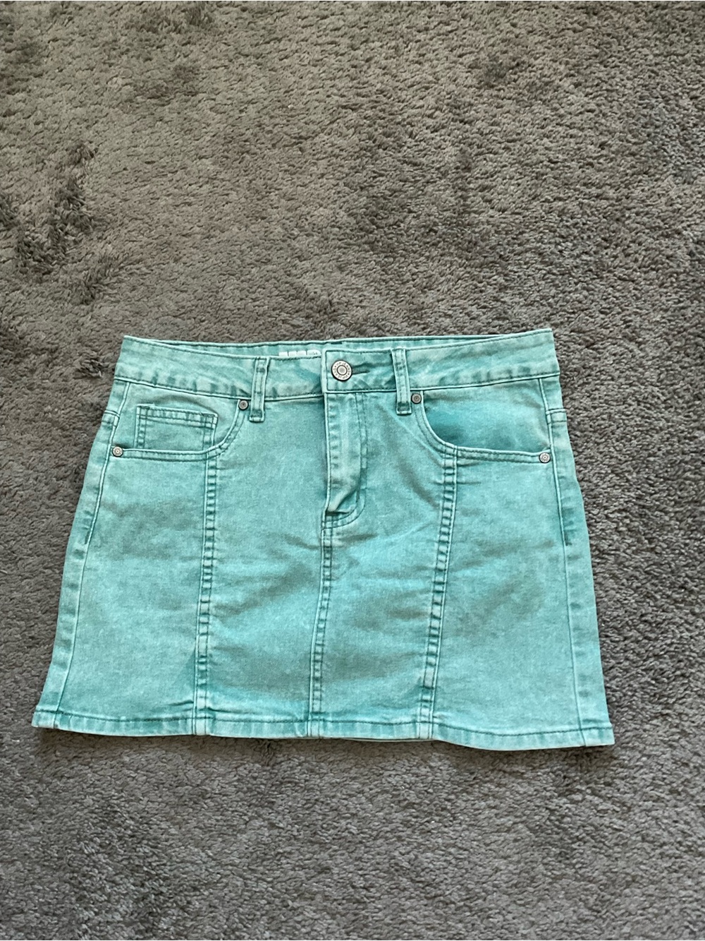 VIP Aqua Green Denim Mini Skirt